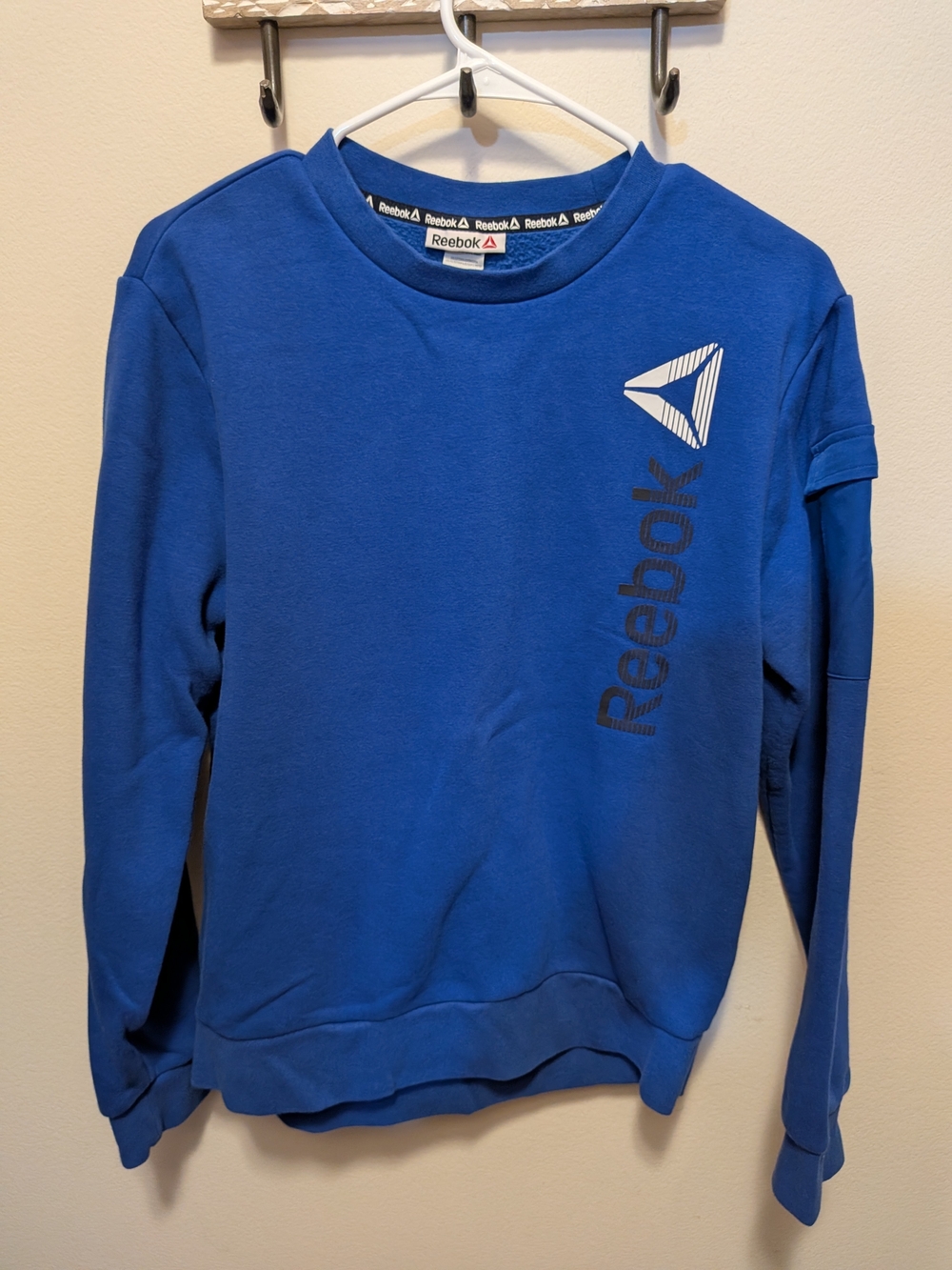 Reebok Blue Pullover Sweatshirt with Vertical Logo